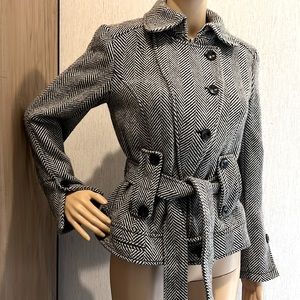 Women's Black and White Pea Coat